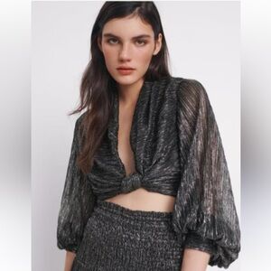 Zara Elegant Black Metallic Women's Top
